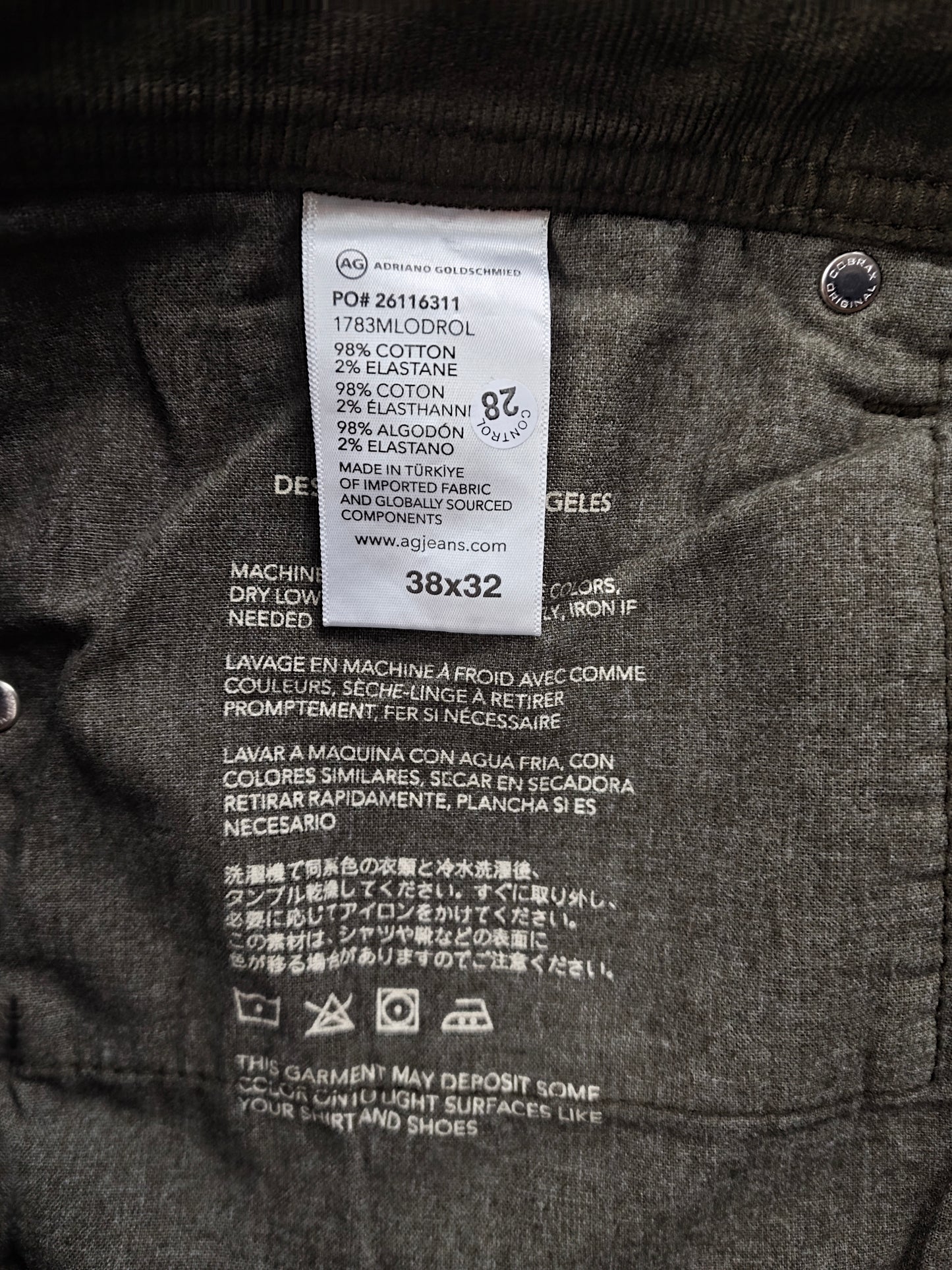 Andriano Goldschmıed jeans kadife 38 BEDEN